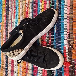 J Crew factory pony hair leopard black sneakers